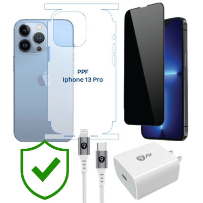 Combo VIP iPhone 13/ 13 Pro cũ (Cốc 20W+Cáp C to L 9FIT+Dán DEKEY+PPF+24hCare 12 Tháng) SKU: COMBO00385