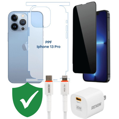 Combo VIP iPhone 13/ 13 Pro cũ (Cốc 20W+Cáp C to L REXON+Dán DEKEY+PPF+VIP 1 đổi 1 12 Tháng)