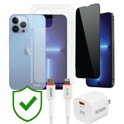 Combo VIP iPhone 13 Pro Max cũ (Cốc 20W+Cáp C to L REXON+Dán DEKEY+PPF+24hCare 12 Tháng)