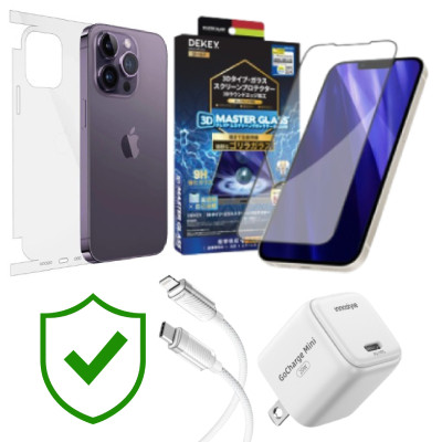 Combo VIP iPhone 14 Pro Max cũ (Cốc 20W+Cáp C to L Innostyle+Dán DEKEY+PPF+24hCare 12 Tháng) SKU: COMBO00115