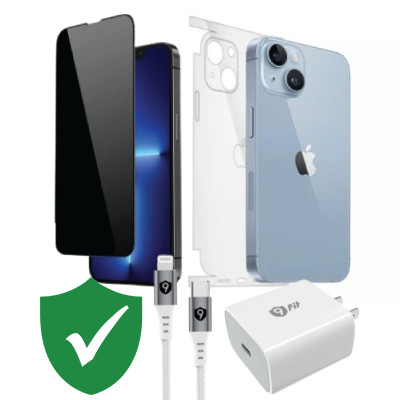Combo VIP iPhone 14 cũ (Cốc 20W+Cáp C to L 9FIT+Dán DEKEY+PPF+VIP 1 đổi 1 12 Tháng)