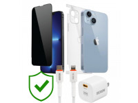 Combo VIP iPhone 14 cũ (Cốc 20W+Cáp C to L REXON+Dán DEKEY+PPF+24hCare 12 Tháng)