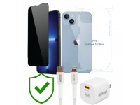 Combo VIP iPhone 14 Plus cũ (Cốc 20W+Cáp C to L REXON+Dán DEKEY+PPF+24hCare 12 Tháng)