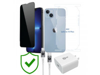 Combo VIP iPhone 14 Plus cũ (Cốc 20W+Cáp C to L 9FIT+Dán DEKEY+PPF+24hCare 12 Tháng)