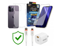 Combo VIP iPhone 14 Pro cũ (Cốc 20W+Cáp C to L REXON+Dán DEKEY+PPF+24hCare 12 Tháng)