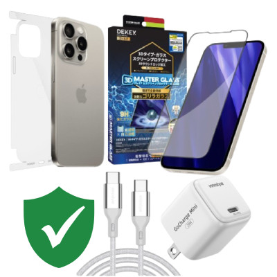 Combo VIP iPhone 15 Pro Max cũ (Cốc 20W+Cáp C to C Innostyle+Dán DEKEY+PPF+VIP 1 đổi 1 12 Tháng)