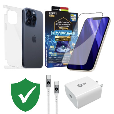 Combo VIP iPhone 15 Pro cũ (Cốc 20W+Cáp C to C 9FIT+Dán DEKEY+PPF+VIP 1 đổi 1 12 Tháng) SKU: COMBO00409