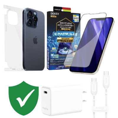 Combo VIP iPhone 15 Pro cũ (Cốc 30W+Cáp C to C MOPHIE+Dán DEKEY+PPF+VIP 1 đổi 1 12 Tháng)