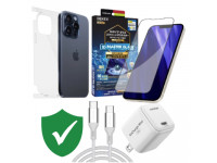 Combo VIP iPhone 15 Pro cũ (Cốc 20W+Cáp C to C Innostyle+Dán DEKEY+PPF+VIP 1 đổi 1 12 Tháng)