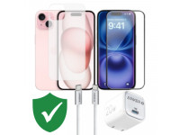 Combo VIP iPhone 15 cũ (Cốc 20W+Cáp C to C ANKER+Dán KINGBULL+PPF+VIP 1 đổi 1 12 Tháng)