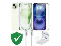 Combo VIP iPhone 15 Plus cũ (Cốc 20W+Cáp C to C ANKER+Dán KINGBULL+PPF+VIP 1 đổi 1 12 Tháng)