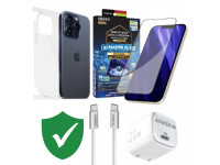 Combo VIP iPhone 15 Pro cũ (Cốc 20W+Cáp C to C ANKER+Dán DEKEY+PPF+VIP 1 đổi 1 12 Tháng)