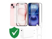 Combo VIP iPhone 15 cũ (Cốc 30W+Cáp C to C MOPHIE+Dán KINGBULL+PPF+VIP 1 đổi 1 12 Tháng)