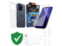 Combo VIP iPhone 15 Pro cũ (Cốc 30W+Cáp C to C MOPHIE+Dán DEKEY+PPF+VIP 1 đổi 1 12 Tháng)
