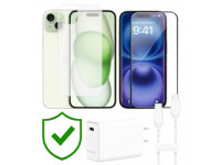 Combo VIP iPhone 15 Plus cũ (Cốc 30W+Cáp C to C MOPHIE+Dán KINGBULL+PPF+24hCare 12 Tháng)