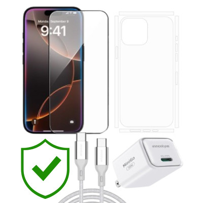 Combo VIP iPhone 16 Pro cũ (Cốc 30W+Cáp C to C Innostyle+Dán KINGBULL+PPF+24hCare 12 Tháng) SKU: COMBO00266