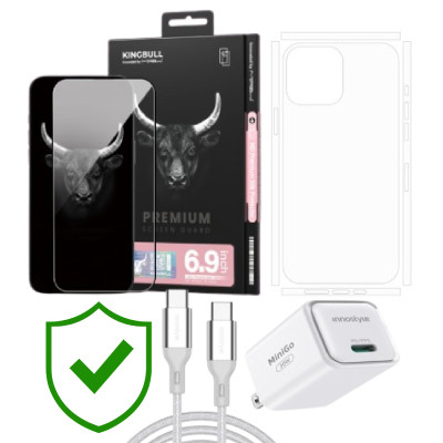 Combo VIP iPhone 16 Pro Max cũ (Cốc 30W+Cáp C to C Innostyle+Dán KINGBULL+PPF+24hCare 12 Tháng) SKU: COMBO00267