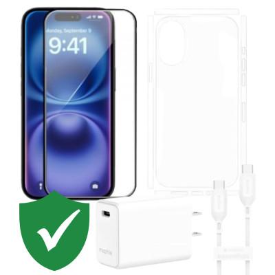 Combo VIP iPhone 16 cũ (Cốc 30W+Cáp C to C MOPHIE+Dán KINGBULL+PPF+VIP 1 đổi 1 12 Tháng) SKU: COMBO00352