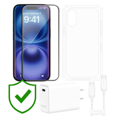 Combo VIP iPhone 16 cũ (Cốc 30W+Cáp C to C MOPHIE+Dán KINGBULL+PPF+24hCare 12 Tháng) SKU: COMBO00368