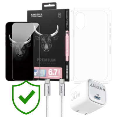 Combo VIP iPhone 16 Plus cũ (Cốc 30W+Cáp C to C ANKER+Dán KINGBULL+PPF+24hCare 12 Tháng) SKU: COMBO00371
