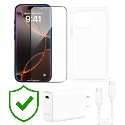 Combo VIP iPhone 16 Pro cũ (Cốc 30W+Cáp C to C MOPHIE+Dán KINGBULL+PPF+24hCare 12 Tháng) SKU: COMBO00372