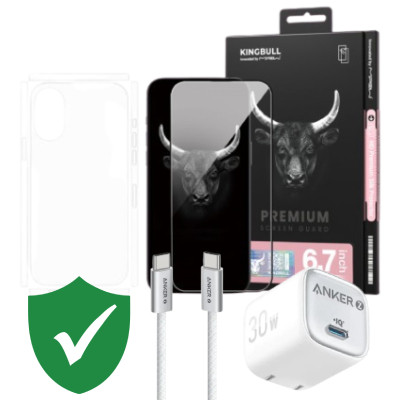 Combo VIP iPhone 16 Plus cũ (Cốc 30W+Cáp C to C ANKER+Dán KINGBULL+PPF+VIP 1 đổi 1 12 Tháng) SKU: COMBO00377
