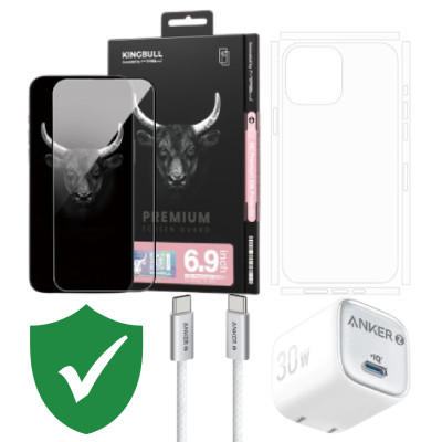 Combo VIP iPhone 16 Pro Max cũ (Cốc 30W+Cáp C to C ANKER+Dán KINGBULL+PPF+VIP 1 đổi 1 12 Tháng) SKU: COMBO00379