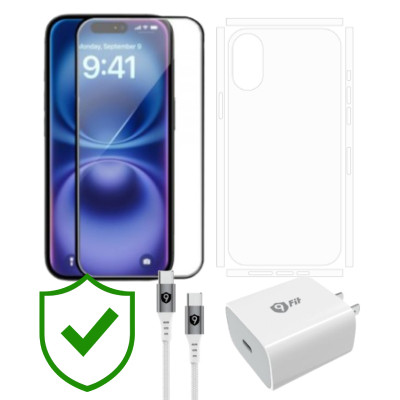 Combo VIP iPhone 16 cũ (Cốc 20W+Cáp C to C 9FIT+Dán KINGBULL+PPF+24hCare 12 Tháng) SKU: COMBO00395