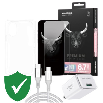 Combo VIP iPhone 16 Plus cũ (Cốc 30W+Cáp C to C Innostyle+Dán KINGBULL+PPF+VIP 1 đổi 1 12 Tháng)