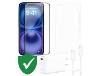 Combo VIP iPhone 16 cũ (Cốc 30W+Cáp C to C MOPHIE+Dán KINGBULL+PPF+VIP 1 đổi 1 12 Tháng)