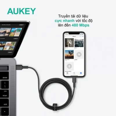 Cáp sạc Aukey USB-C to Lightning MFi CB-CL5 1.2M SKU: PKS-8714