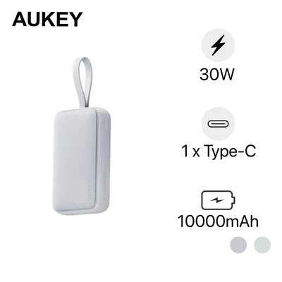 Sạc dự phòng Aukey PB-Y61 Spark Sling Neo 10000mAh 30W kèm cáp USB-C