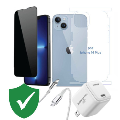 Combo VIP iPhone 14 Plus cũ (Cốc 20W+Cáp C to L Innostyle+Dán DEKEY+PPF+VIP 1 đổi 1 12 Tháng)