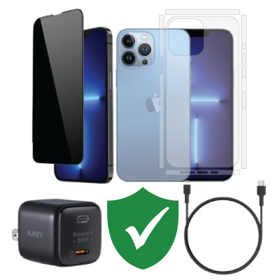 Combo VIP iPhone 13 Pro Max cũ (Cốc 20W+Cáp C to L Aukey+Dán DEKEY+PPF+VIP 1 đổi 1 12 Tháng) SKU: COMBO00506