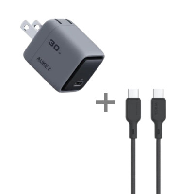 Combo Cốc 30W + Cáp sạc C to C Aukey