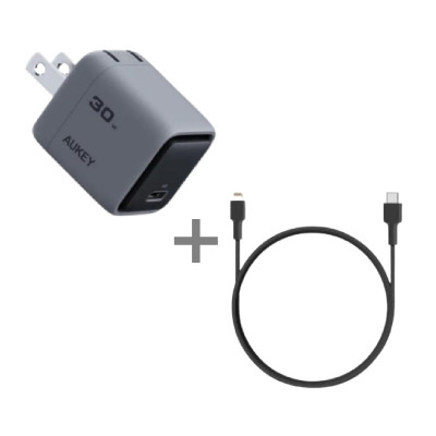 Combo Cốc 30W + Cáp sạc C to L Aukey