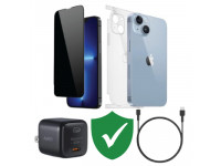 Combo VIP iPhone 14 cũ (Cốc 20W+Cáp C to L Aukey+Dán DEKEY+PPF+VIP 1 đổi 1 12 Tháng)