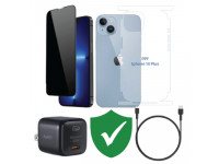 Combo VIP iPhone 14 Plus cũ (Cốc 20W+Cáp C to L Aukey+Dán DEKEY+PPF+VIP 1 đổi 1 12 Tháng)