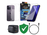 Combo VIP iPhone 14 Pro cũ (Cốc 20W+Cáp C to L Aukey+Dán DEKEY+PPF+VIP 1 đổi 1 12 Tháng)