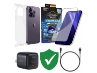Combo VIP iPhone 14 Pro Max cũ (Cốc 20W+Cáp C to L Aukey+Dán DEKEY+PPF+VIP 1 đổi 1 12 Tháng)