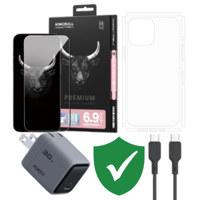 Combo VIP iPhone 16 Pro Max cũ (Cốc 30W+Cáp C to C Aukey+Dán KINGBULL+PPF+VIP 1 đổi 1 12 Tháng) SKU: COMBO00518