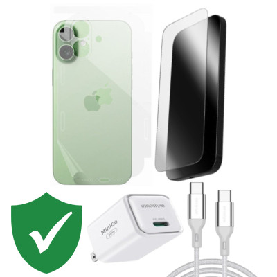 Combo VIP iPhone 17 cũ (Cốc 30W+Cáp C to C Innostyle+Dán ZAGG+PPF+VIP 1 đổi 1 12 Tháng) SKU: COMBO00519