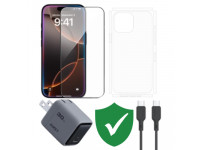 Combo VIP iPhone 16 Pro cũ (Cốc 30W+Cáp C to C Aukey+Dán KINGBULL+PPF+VIP 1 đổi 1 12 Tháng)
