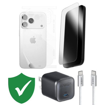 Combo VIP iPhone 17 Pro cũ (Cốc 45W+Cáp C to C Anker+Dán ZAGG+PPF+VIP 1 đổi 1 12 Tháng) SKU: COMBO00529