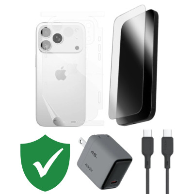 Combo VIP iPhone 17 Pro cũ (Cốc 45W+Cáp C to C Aukey+Dán ZAGG+PPF+VIP 1 đổi 1 12 Tháng) SKU: COMBO00530
