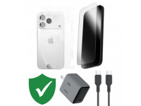 Combo VIP iPhone 17 Pro cũ (Cốc 45W+Cáp C to C Aukey+Dán ZAGG+PPF+VIP 1 đổi 1 12 Tháng)