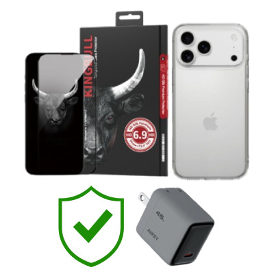 Combo VIP iPhone 17 Pro Max (Cốc 45W Aukey+Dán KINGBULL+Ốp MIPOW+VIP 24 Tháng toàn diện) SKU: COMBO00445