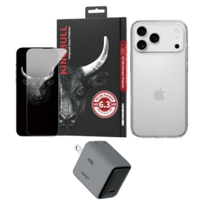 Combo VIP iPhone 17 Pro (Cốc 45W Aukey+Dán KINGBULL+Ốp MIPOW) SKU: COMBO00457