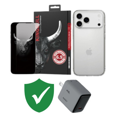 Combo VIP iPhone 17 Pro Max (Cốc 45W Aukey+Dán KINGBULL+Ốp MIPOW+VIP 1 đổi 1 12 Tháng)