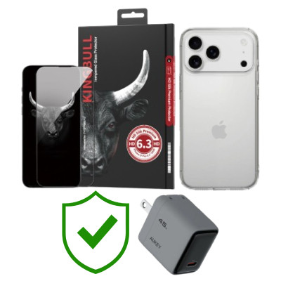 Combo VIP iPhone 17 Pro (Cốc 45W Aukey+Dán KINGBULL+Ốp MIPOW+VIP 24 Tháng toàn diện)